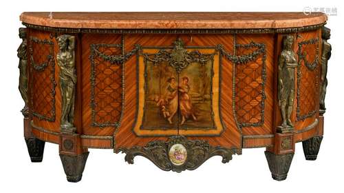 A French ormolu mounted mahogany and cherrywood