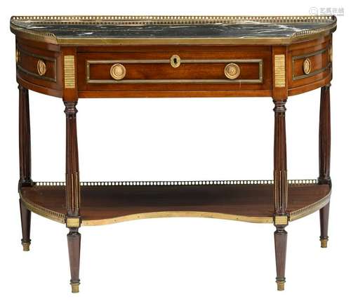 A French mahogany Louis XVI demi-lune console desserte,