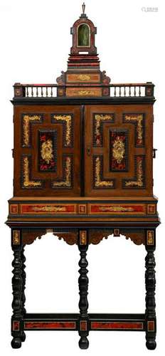 A Flemish Antwerp ormolu mounted, ebony and ebonised