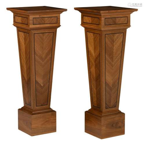 A fine pair of marquetry pedestals by David Linley,