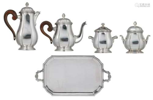 A four part silver Regence style coffee and tea set