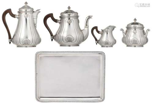 A four part silver Regence style coffee and tea set