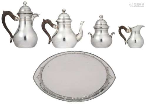 A four part silver Empire set, with zebrano wooden