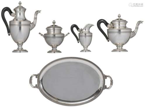 A four part silver neoclassical coffee and tea set with