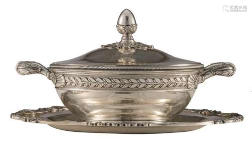 A French Neoclassical silver bain-marie vegetable dish,