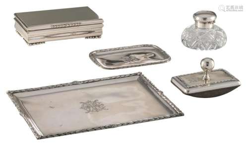 A silver three part Neoclassical writing set,