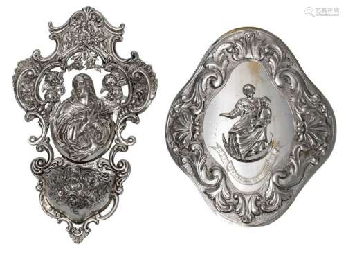 A Spanish silver holy water font, 19th/20thC; added a