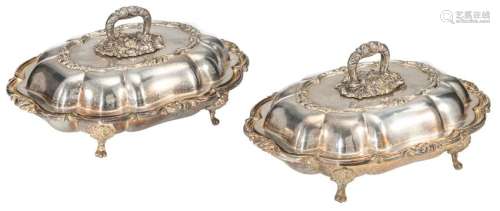 A pair of Rococo Revival lobed silver plated vegetable