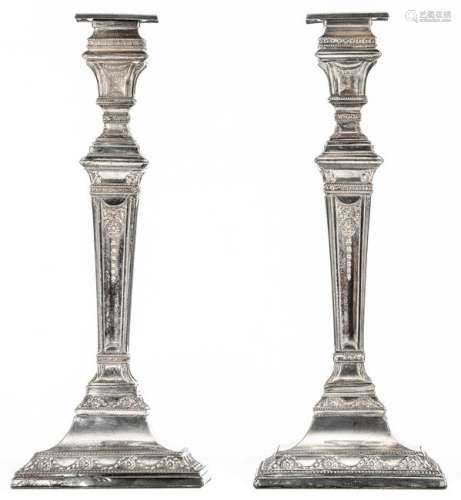 A pair of Neoclasssical silver candlesticks, Sheffield