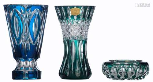 A lot of two Val-Saint-Lambert overlay crystal vases;
