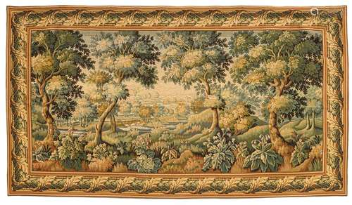 A verdure tapestry in the 17thC manner, 222 x 397 cm