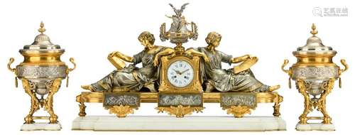 A fine neoclassical gilt and silver plated bronze