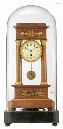 A Napoleon III mahogany and ebony portico clock with