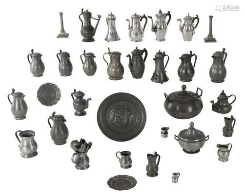 An important and interesting lot of pewter items,