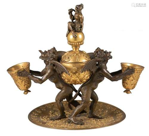 A French Renaissance Revival oil lamp decorated with