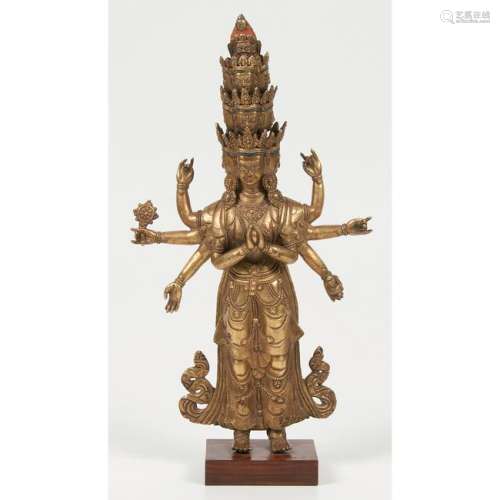 Tibetan Gilt Bronze Bodhisattva