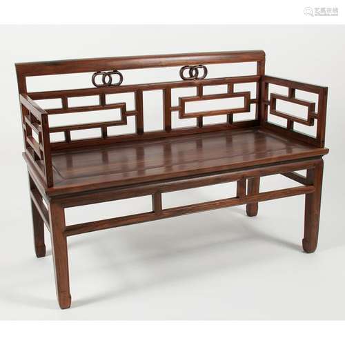 Chinese Hardwood Straight-Back Loveseat