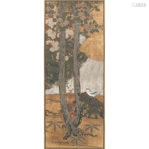 Japanese Gold Leaf Painted Landscape