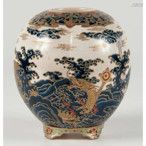 Japanese Satsuma Vase with Dragons