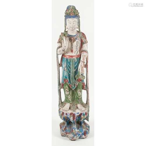 Chinese Carved Wood Guanyin Figure