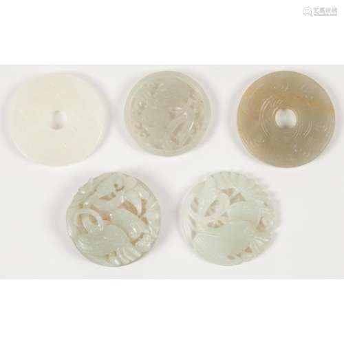 Chinese Celadon Jade Pendants and Discs