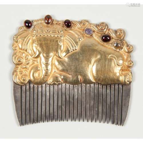 Cham Kingdom Period Gold, Silver and Gemstone Comb