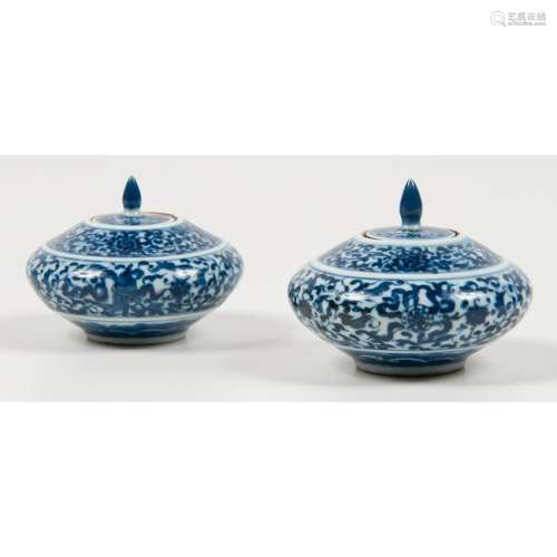 Chinese Blue and White Lidded Jars