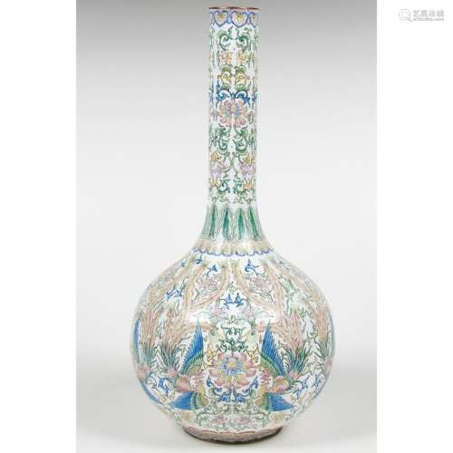 Canton Enamel Bottle Vase