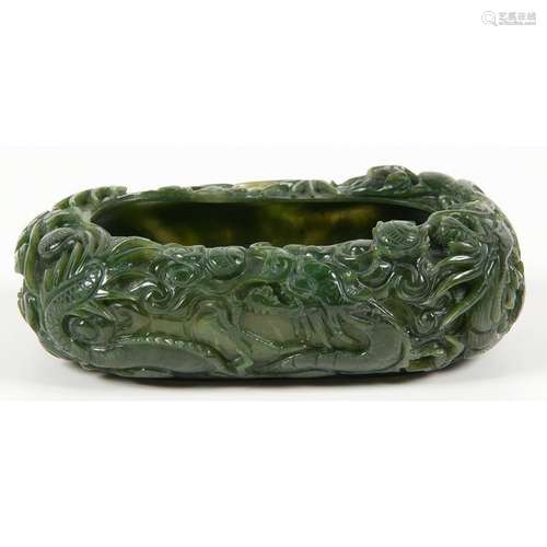 Chinese Spinach Jade Brush Washer