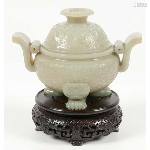 Chinese Celadon Jade Incense Burner