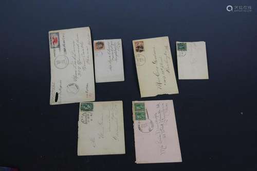 6 Early American Postal Cover Cancellations