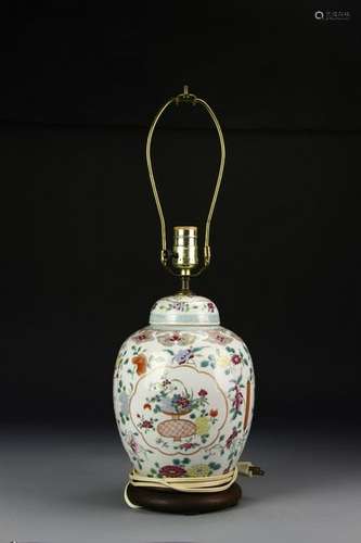 np Chinese Famille Rose Jar Lamp