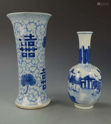 Two Chinese Blue and White Vases