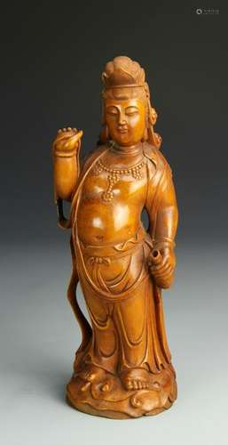 Chinese Carved Boxwood Guanyin