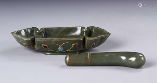 Indian Jade Handle And Tray