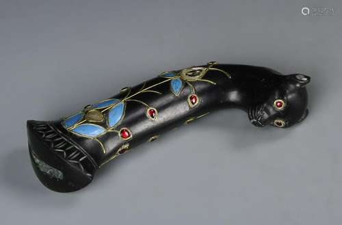 Indian Black And Jade Dagger Handle