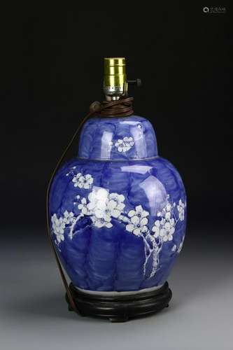 Chinese Blue And White Jar Converted Lamp