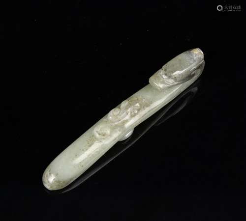 Chinese Celadon Jade Dragon Belt Buckle