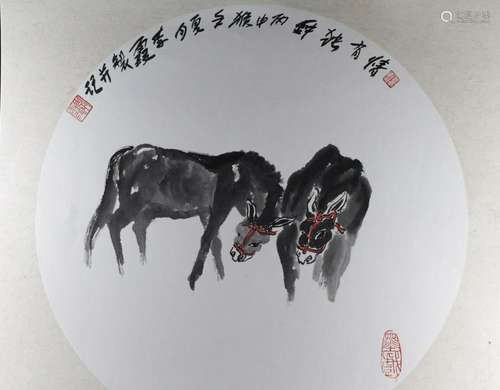 Chinese Painting of Donkeys