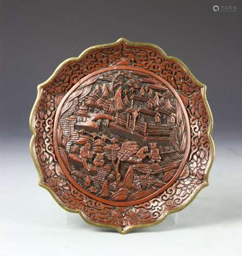 Chinese Cinnabar Plate