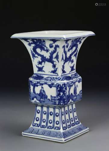 Chinese Blue And White Gu Vase