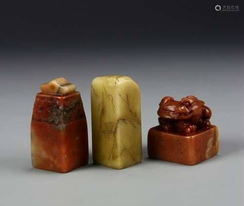 Three Chinese Stone Seal Chops