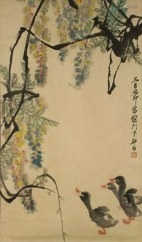 Chinese Scroll Painting of Ducks