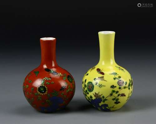 Pair of Chinese Famille Rose Vases