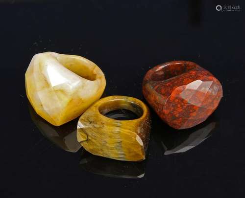 Three Chinese Stone Rings