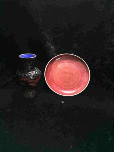Roung flanbe plate [Fetal copper lacquer vase