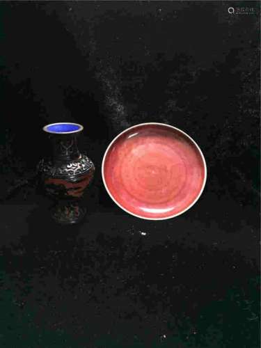 Roung flanbe plate [Fetal copper lacquer vase