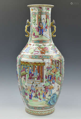 Large Chinese Cantonese Glazed Vase,Late Qing D.