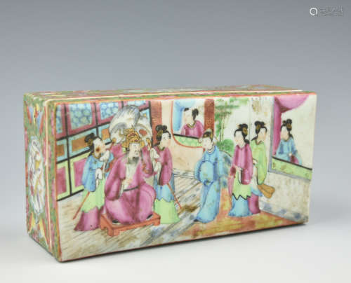 Chinese Cantonese Glazed Box with Cover,19th C.