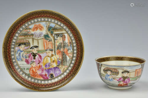 Chinese Cantonese Cup & Saucer, 18th C.